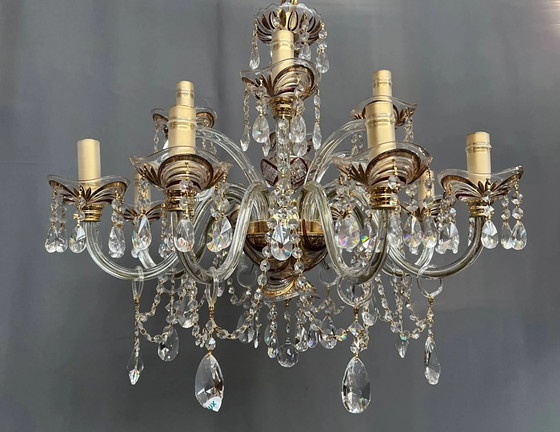 Splendore veneziano. Cristallo, vetro, dipinto a mano. 12 punti luce. – Lampadari, Crystal, Glass (photo 3 of 9)