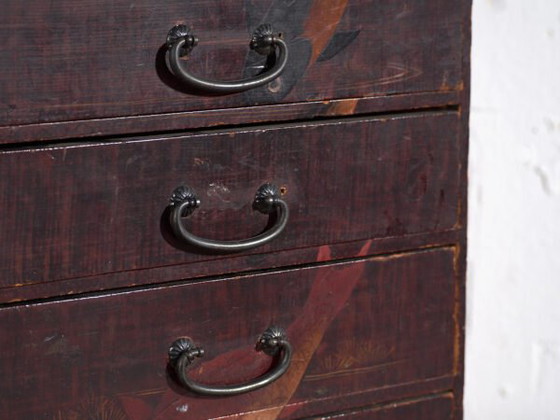 Antico kodansu giapponese laccato con cinque cassetti – Giappone, circa 1900 – Cassettiere, Iron (photo 16 of 40)