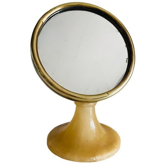 Image 1 of Vintage mid - Century table mirror alabaster brass 1950's