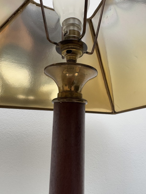 Image 1 of Grande lampe teck et bronze années 70