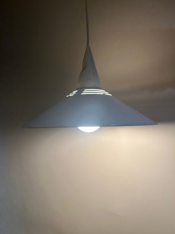 Image 1 of 80's White Metal Space Age Hanging Lamp