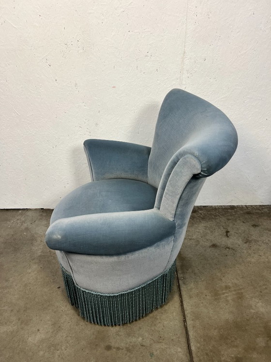 Image 1 of Poltrona da cocktail vintage, Francia anni '60, velluto blu