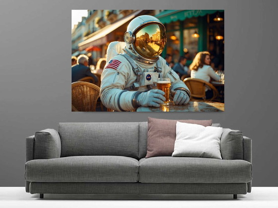Image 1 of Photo Imprimée sur Plexi ou Aluminium / Série Limitée / Signée / Astronaute Café Parisien