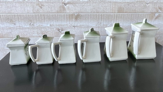 Image 1 of Vintage Chauvigny Faience Condiment Set – 6 Pieces – French Ceramic