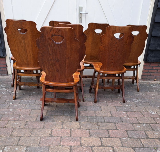 Image 1 of 8 x Brutalistische Eichenstühle.