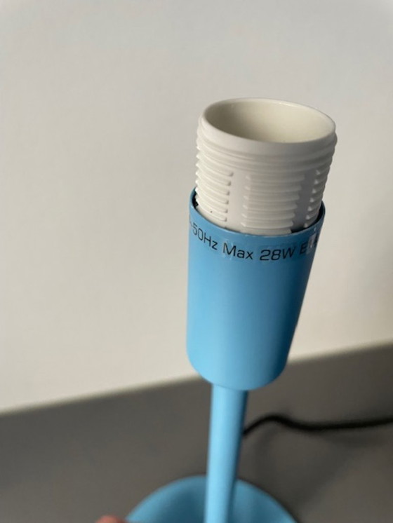 Image 1 of Modern light blue table lamp with dome shade