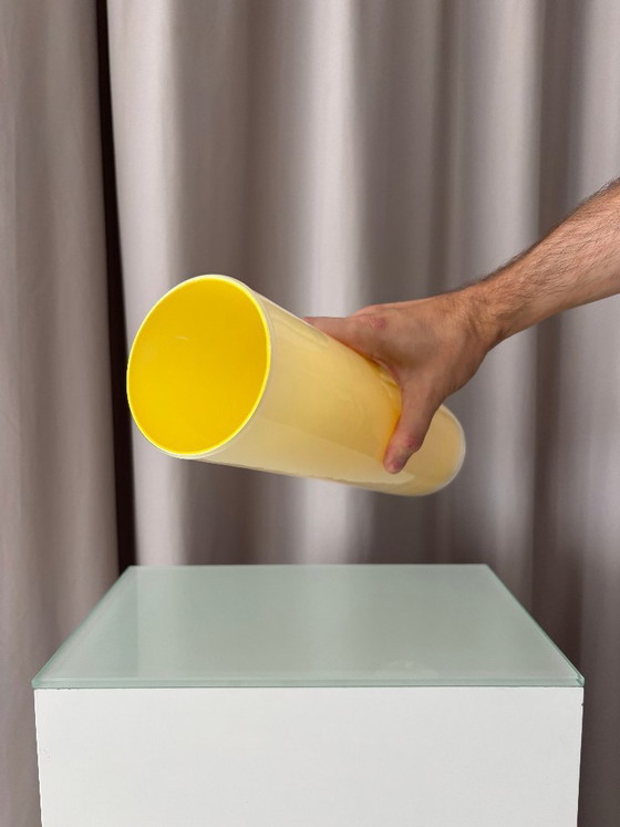 Vaso Cilindrico, Vetro Crema e Giallo, Vasi, Modern (foto 2 di 8)