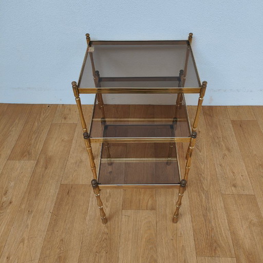 Vintage Hollywood faux bamboo Regency nesting tables, side tables
