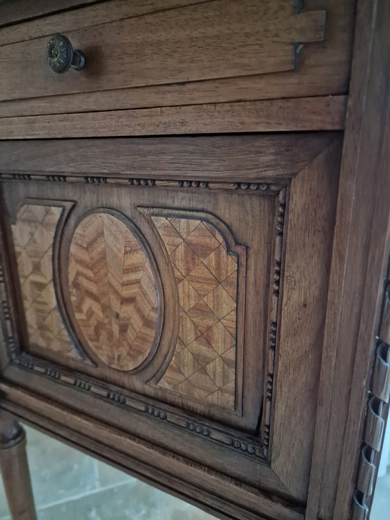 Image 1 of Antique French Louis XVI Bedside Cabinet with Marble Top – Circa 1900 Vintage