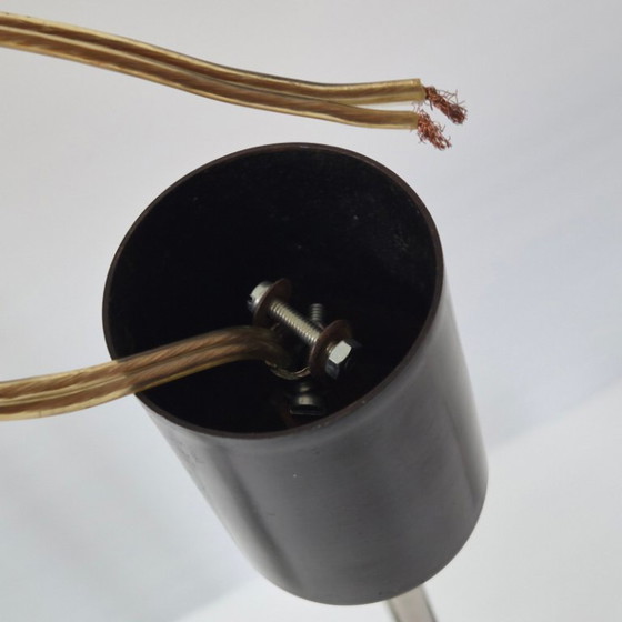 Image 1 of Lampada a sospensione vintage anni '50 di Arlus House in acciaio cromato e vetro opalino.