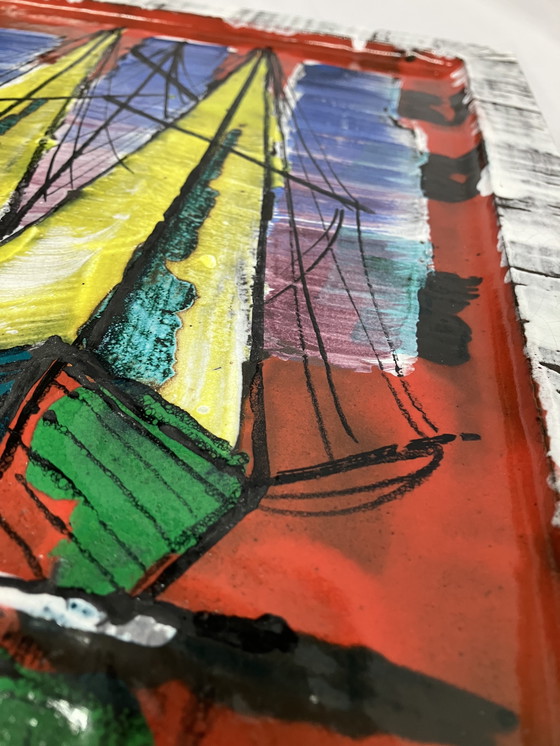 Image 1 of Vintage earthenware wall tile Italian Alla Moda 50s/60s