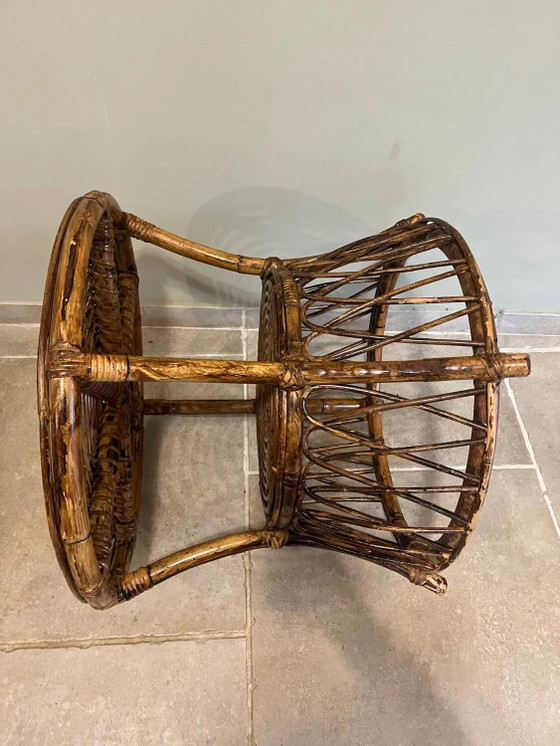 Mesa redonda de ratán – Mesas de centro, Wicker, Rattan, Vintage (photo 14 of 15)