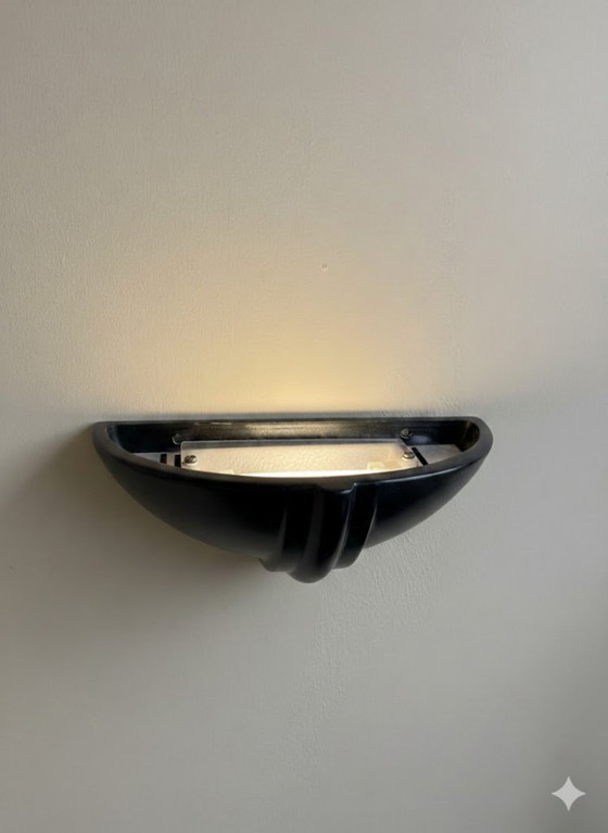 Image 1 of Coppia di applique da parete in stile Art Déco in ceramica nera opaca