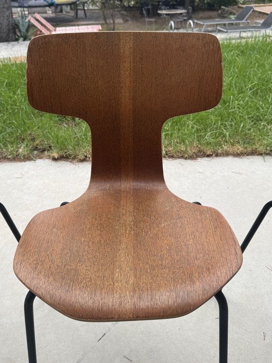 Set of 4 Arne Jacobsen 3103 "Hammer" Chairs — Fritz Hansen — 1960s – Dining chairs, Wood (photo 4 of 15)