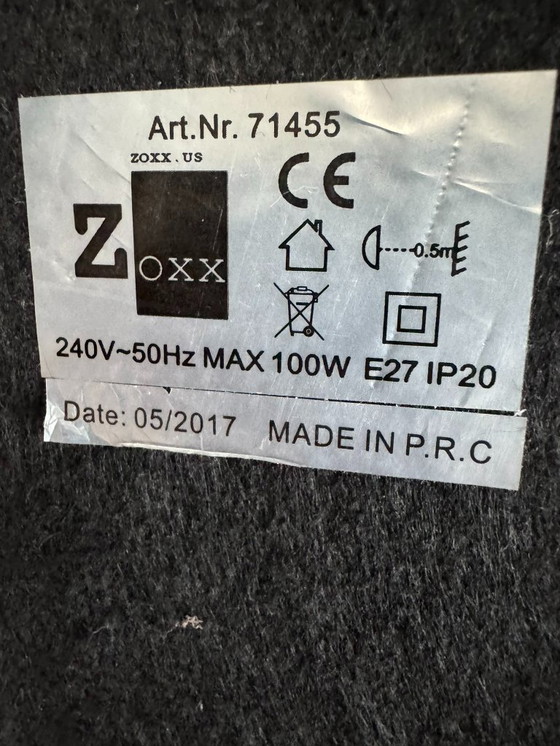 Image 1 of RVS Booglamp met  dubbele lampenkap taupe-wit