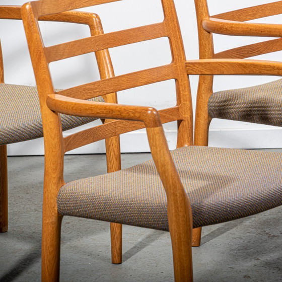 Image 1 of J.L. Mollers Model 68 armchairs in Oak with original fabric. Made in Denmark Circa 1990