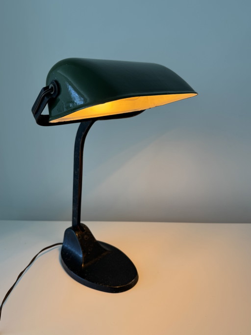 Vintage VIKTORIA Industrial Desk Lamp – Green Enamel – Cast Iron Base – tafellampen, Metal (photo 2 of 10)