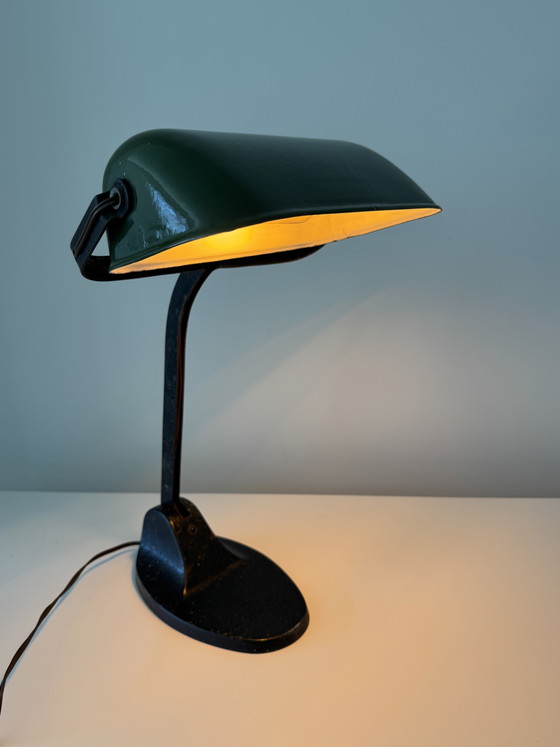 Vintage VIKTORIA Industrial Desk Lamp – Green Enamel – Cast Iron Base – Table lamps, Metal (photo 2 of 10)