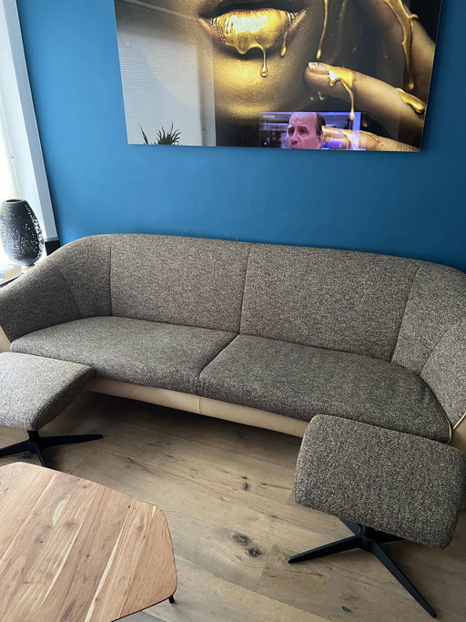 Sofá de diseño Rien Vermeulen de 3 plazas con 2 reposapiés