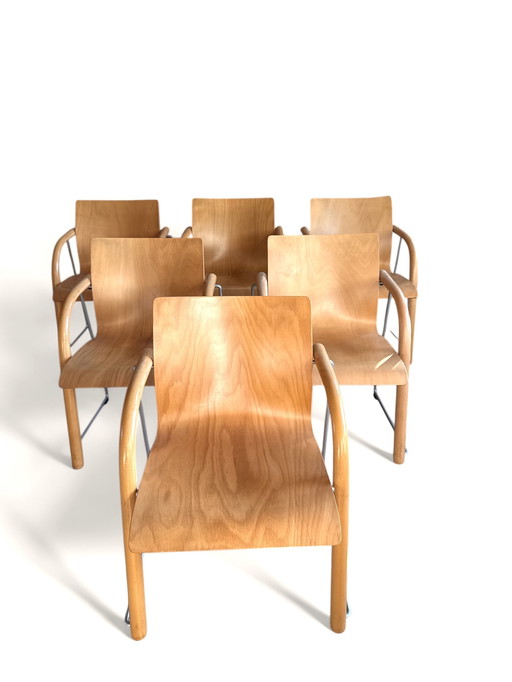6x Chaise Thonet S320 - Ulrich Böhme, Wulf Schneider - Contreplaqué