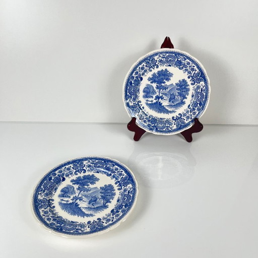 Set of 2 Villeroy & Boch "Burgenland" dessert plates, blue