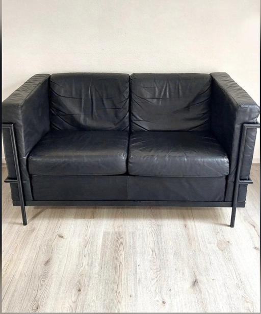 Conjunto de sofás de cuero vintage (sillón + sofá de 2 plazas)