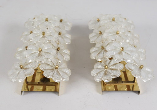 Set van 2 mid Century gebloemde wandlampen/wandlampen van Ernst Palme, jaren 1960