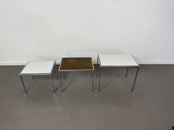 Image 1 of Set of 3 Sidetables Reversable top by Cees Braakman for pastoe jaren’60