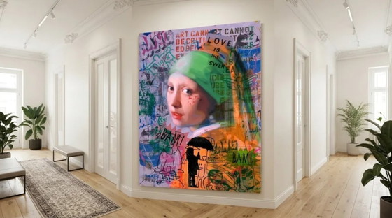 Image 1 of Contemporary Vermeer – Pop Art on acrylic glass, 80 × 100 cm