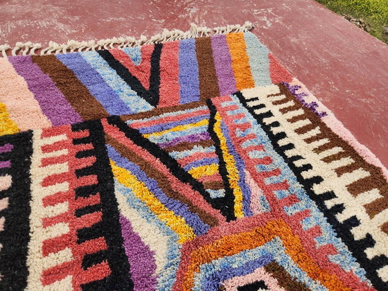 Image 1 of Handcrafted Beni Ouarain Moroccan Rug 260x184cm – Premium Wool Berber Carpet – Multicolour Abstract Geometric Statement Rug