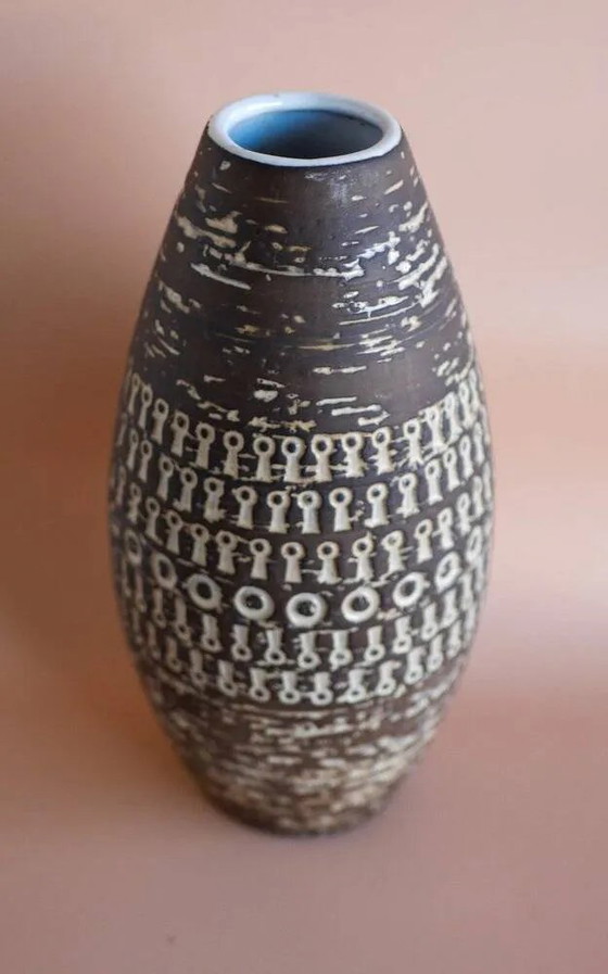 Image 1 of Brutalist Scandinavian modernist ceramic vase by Mari Simmulson for Upsala Ekeby, Sweden, 1970s.