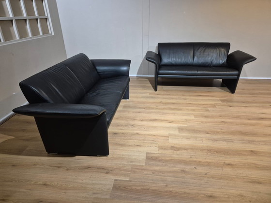 Image 1 of 2x Jori Indy - Canapé 2,5 places - Noir - Cuir - Très bon état -Design