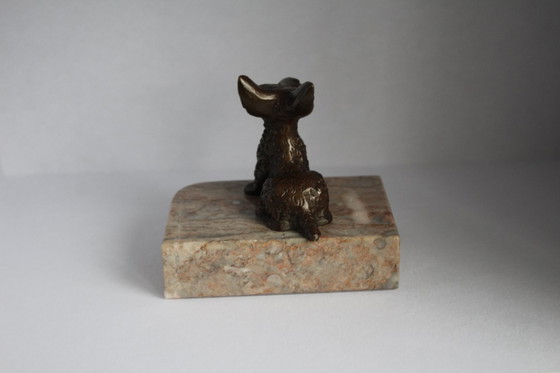 Image 1 of Bronze figure "Seated Scottish Terrier" on a marble base