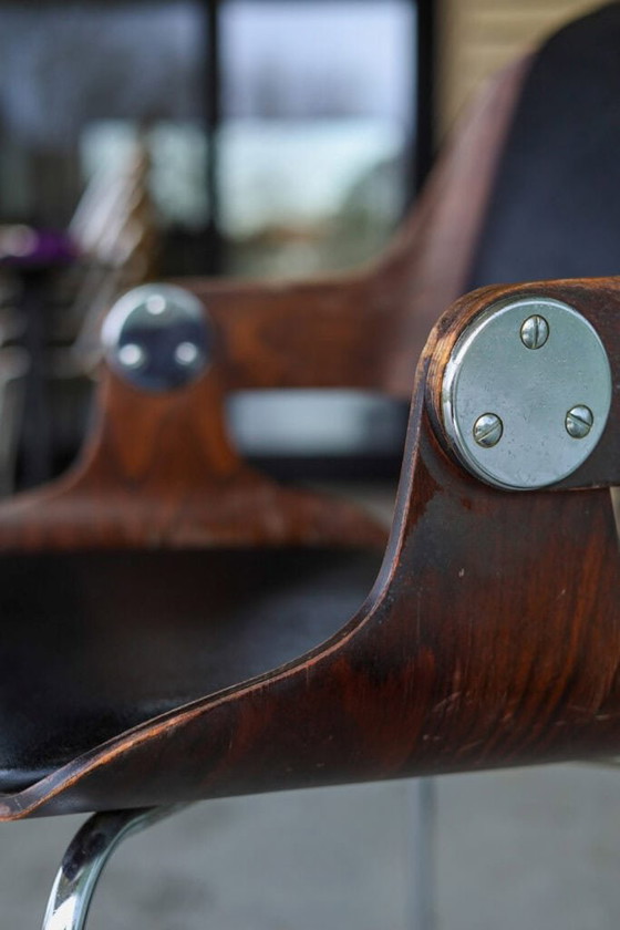Plywood armchair by Eugen Schmidt for Soloform – Leather, Space Age (photo 10 of 10)