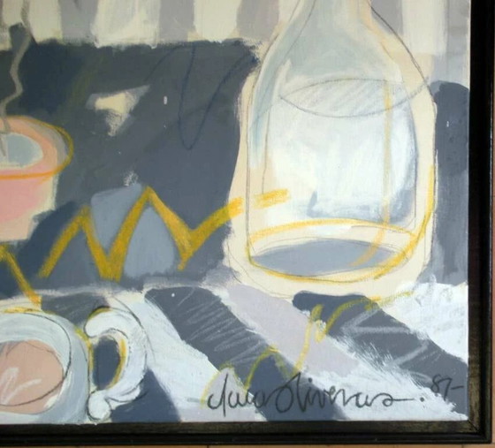 Image 1 of Clara Oliveras – "Still Life with Bottles" – Oil on Canvas (Signed)