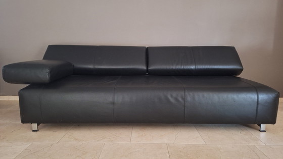 Image 1 of 2 black leather designer sofas by FSM (De Sede) model Velas