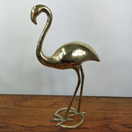 Vintage Flamingo-Statue aus Messing. Flamingo-Statue.