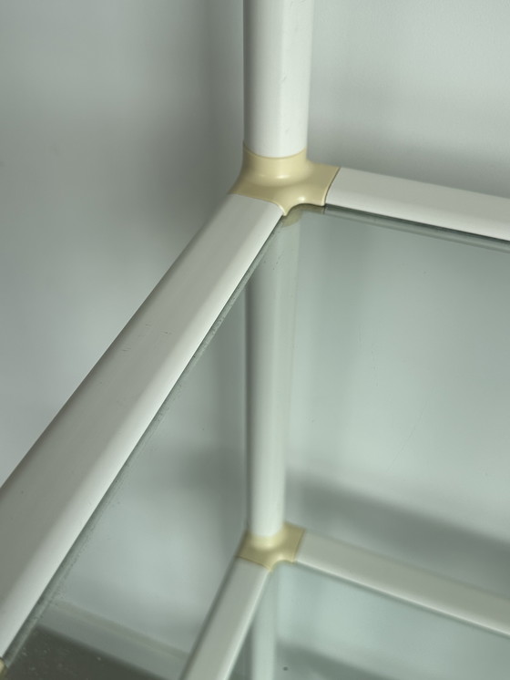 Image 1 of Scaffale vintage retrò Space Age in vetro acrilico bianco crema