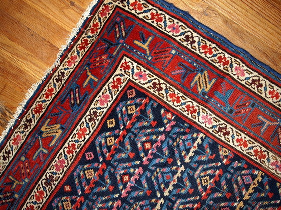 Image 1 of Handmade antique Persian Kurdish distressed runner 3.4' x 12.3' (103cm x 375cm) 1900s - 1B442