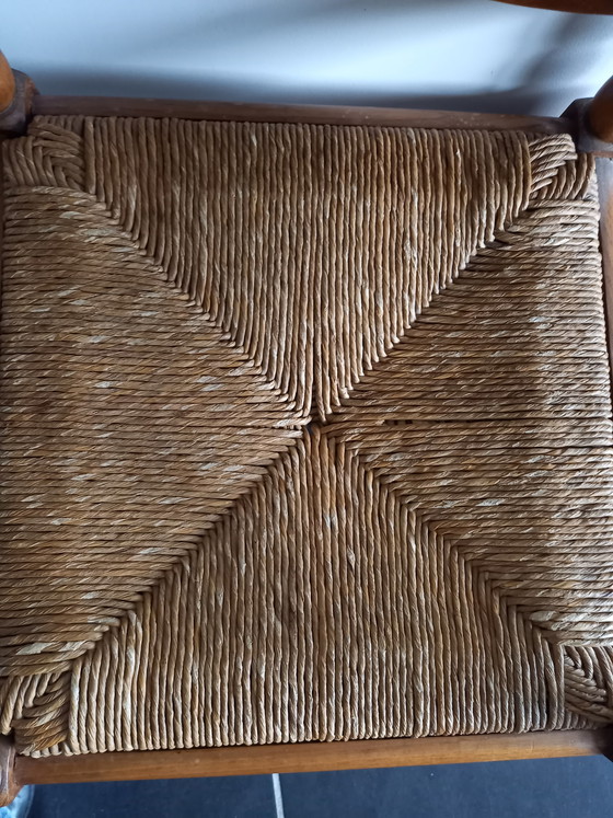 Image 1 of Antieke Knobbelstoel / Hoekstoel met biezen zitting