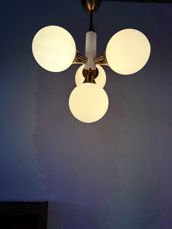 Image 1 of Lampada a sospensione vintage in vetro ghiacciato, Kaiser Leuchten '70