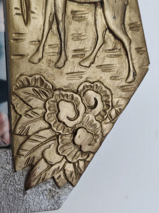 Image 1 of Miroir en bois art déco glace biseautée