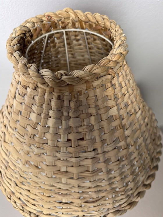 Image 1 of Keramiklampe aus der Mitte des 20. Jahrhunderts mit Weidenkorbkappe