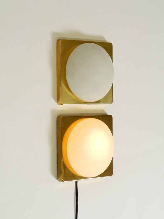 Image 1 of Twee koperen wandlampen uit de jaren 70 van Rolf Krüger voor Heinz Neuhaus Leuchten