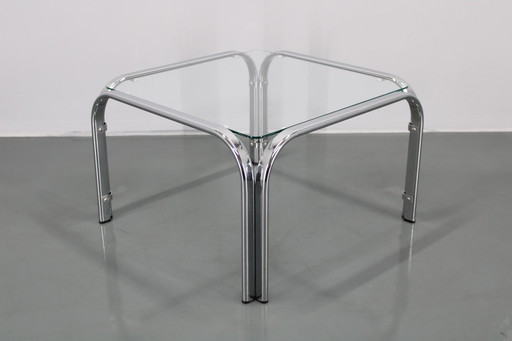 Table basse carrée en verre italienne des années 1970