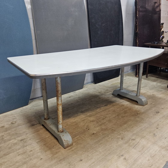 Vintage (50s) Industriële Tafels / Tafelbladen (Gispen Stijl) Werk Tafels (4x) Prijs Per Stuk – Bureau, Metal (photo 9 of 15)