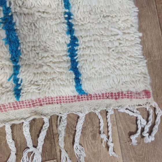 Image 1 of Marokkanischer Berber-Azilal-Teppich – 300 x 190 cm – Naturwolle – Blaues geometrisches Muster