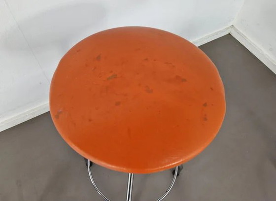 Brabantia Barhocker | 4er Set | 1970er Jahre, Chrom, Orange (Foto 12 von 12)
