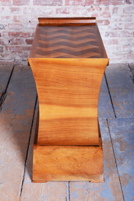 Restored Art Deco Side Table, Walnut, Revived Polish, France, 1920s – Metal, Wood (photo 13 of 15)