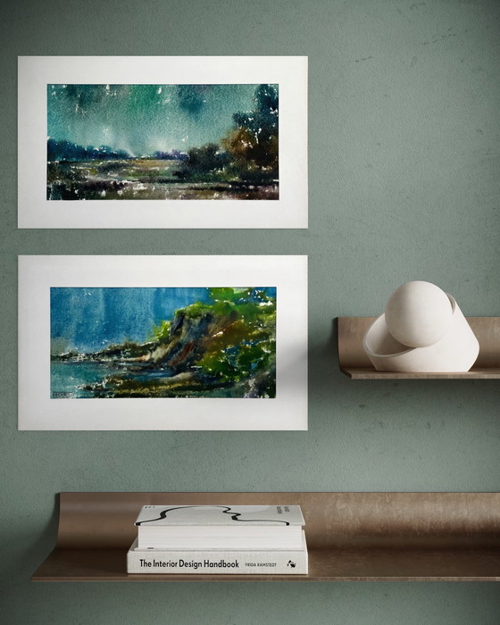 Image 1 of Eugene Eechaut (1928-2019) - dittico paesaggistico, firmato, anni '70